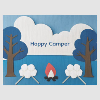 Papier Mousseline Happy Camper Texte personnalisé avec feu et guimau