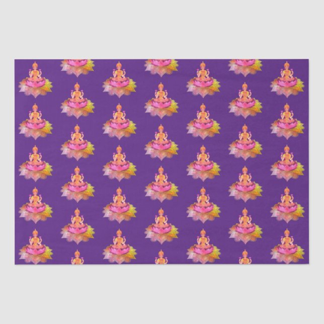 Papier Mousseline Happy Diwali - Deepalavi Lakshmi Goddess 4 (Recto)