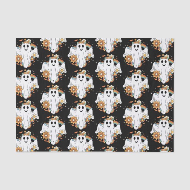 Papier Mousseline Happy Ghost Retro Hippie Vibe Motif (Recto)