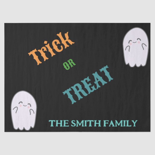 Papier Mousseline Happy Halloween Trick Ou Treat Nom personnalisé (Recto)