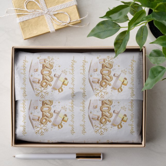 Papier Mousseline Happy new year (Cadeau)