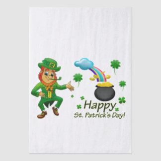 Papier Mousseline Happy Saint Patrick's Day Leprechaun Rainbow