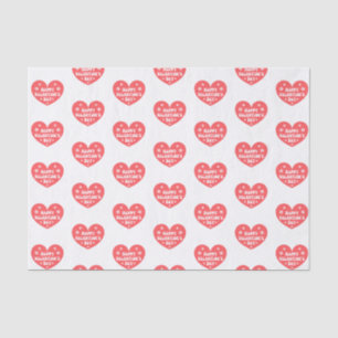 Papier Mousseline happy valentines day rétro cure red heart motif
