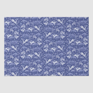 Papier Mousseline Hares Neige Champ Blanc lapins Motif d'hiver Bleu