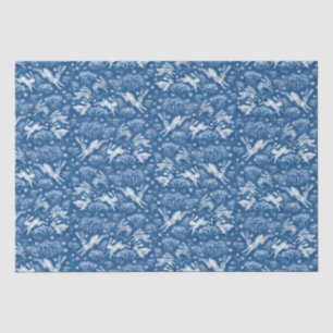 Papier Mousseline Hares Neige Champ Blanc lapins Motif d'hiver Bleu