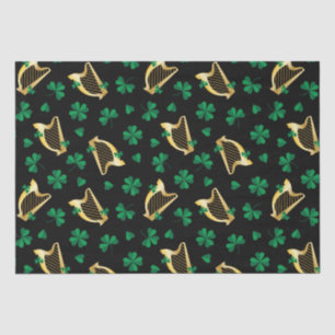 Papier Mousseline Harpes et Shamrocks pour la Saint-Patty's Day