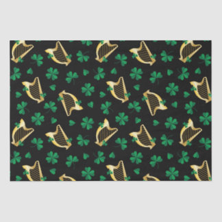 Papier Mousseline Harpes et Shamrocks pour la Saint-Patty's Day