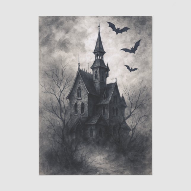 Papier Mousseline Haunted House Halloween Découpage papier de papier (Recto)