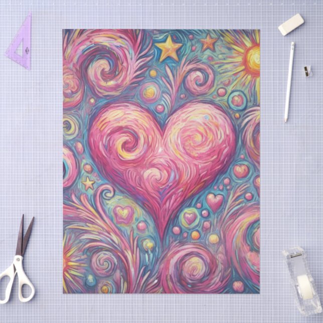 Papier Mousseline Heart Sun Stars Frotte Whimsical Decoupage (Artisanat)