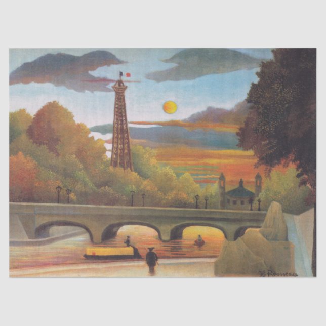 Papier Mousseline Henri Rousseau - Seine et Tour Eiffel au coucher d (Recto)