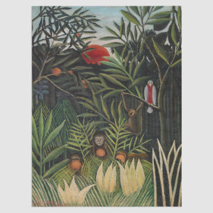 Papier Mousseline Henri Rousseau - Singes et perroquets en Forêt Vie