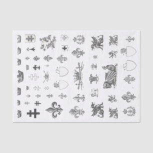 Papier Mousseline Heraldique médiévale française Fleur de Lis Tissue