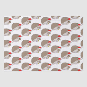 Papier Mousseline Hérisson dans un chapeau de Père Noël