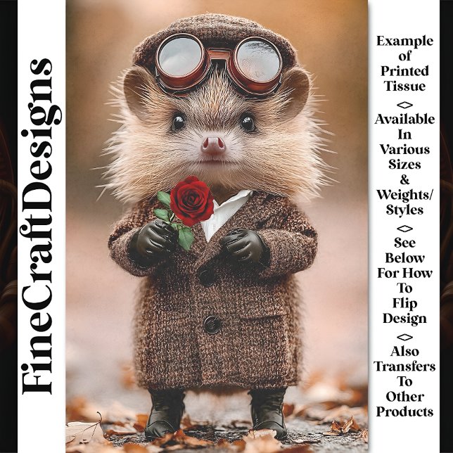 Papier Mousseline Hérisson Steampunk mignon + Découpage AH4 Fleur (Créateur téléchargé)