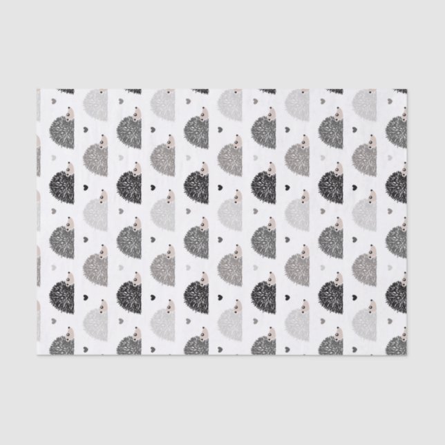 Papier Mousseline Hérissons et coeurs (Recto)