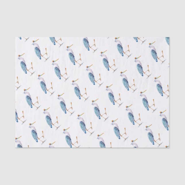 Papier Mousseline Héron royal bleu (Recto)