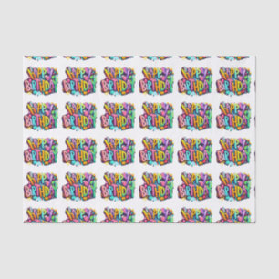 Papier Mousseline heureux anniversaire heureux ballons amusants