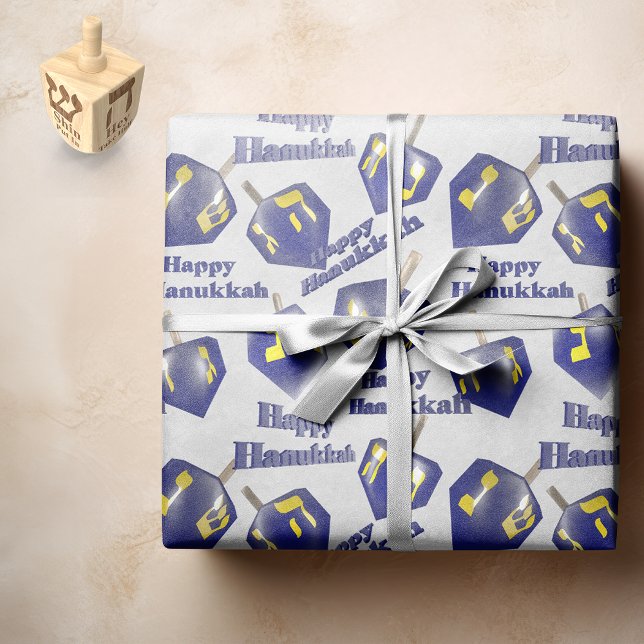 Papier Mousseline Heureux Hanoukka tournoyant Dreidel (Créateur téléchargé)