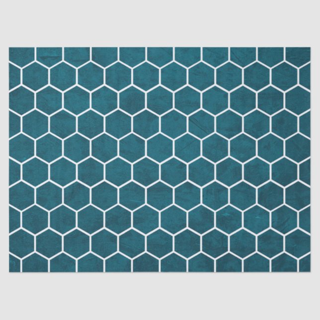 Papier Mousseline Hexagone Motif Hexagon Bleu profond (Recto)