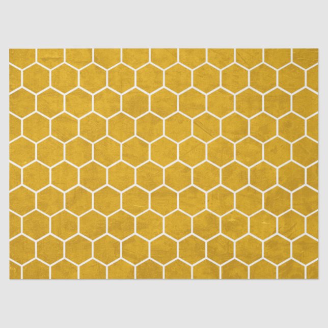 Papier Mousseline Hexagone Motif Hexagon Jaune (Recto)