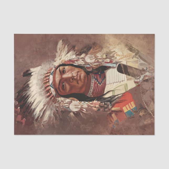 Papier Mousseline Hiawatha Portrait en chef des Indiens d'Amérique (Recto)