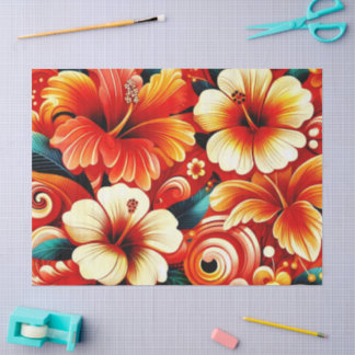 Papier Mousseline Hibiscus à fleur hawaïenne tropicale Découpage ora