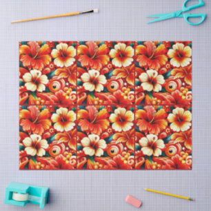 Papier Mousseline Hibiscus à fleur hawaïenne tropicale Découpage ora