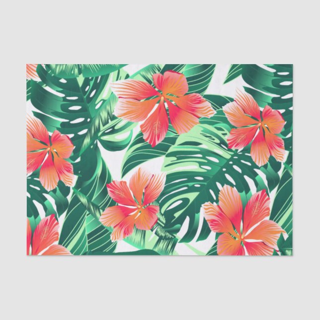 Papier Mousseline Hibiscus à l'orange tropicale (Recto)