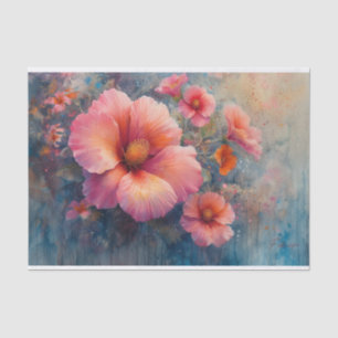 Papier Mousseline Hibiscus dans un cadre rustique Aquarelle