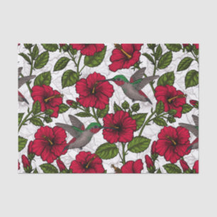 Papier Mousseline Hibiscus et colibris