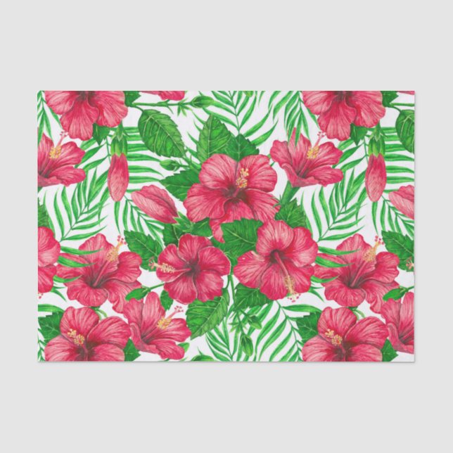 Papier Mousseline Hibiscus et palmiers feuilles (Recto)