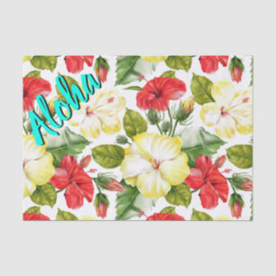Papier Mousseline Hibiscus Floral Tropical Hawaïen