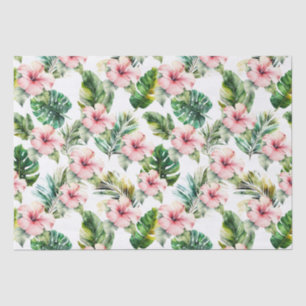Papier Mousseline Hibiscus rose tropical