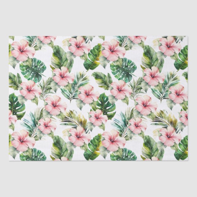Papier Mousseline Hibiscus rose tropical (Recto)