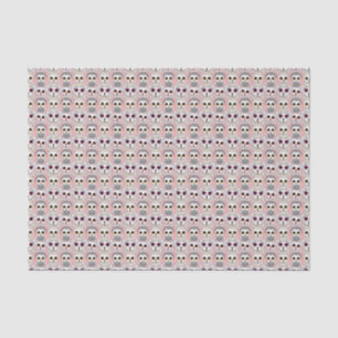 Papier Mousseline Hiboux Bébés sur Fond Rose Pâle Motif
