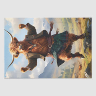 Papier Mousseline Highland Cow Dansant Le Highland Fling,