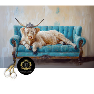 Papier Mousseline Highland Cow Rustic Boho Sofa Spa Découpage