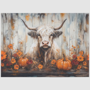 Papier Mousseline Highland Cow Rustic Painting Automne Découpage