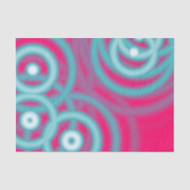 Papier Mousseline Hip rétro milieu siècle fuschia bleu mod cercles (Recto)