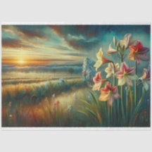 Hippeastrum Sunset View Decoupage Tissu Paper