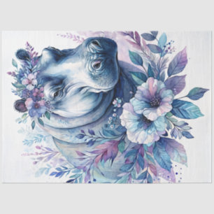 Papier Mousseline Hippo Aquarelle Art Floral