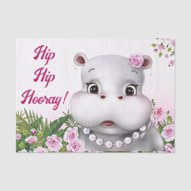 Papier Mousseline Hippo rose floral (Recto)