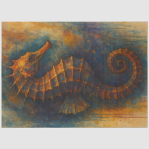 Papier Mousseline Hippocampe Ambre Aquarelle Naissance Fantastique C