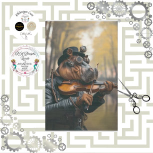 Papier Mousseline Hippone Whimsical en Steampunk Jouer du violon