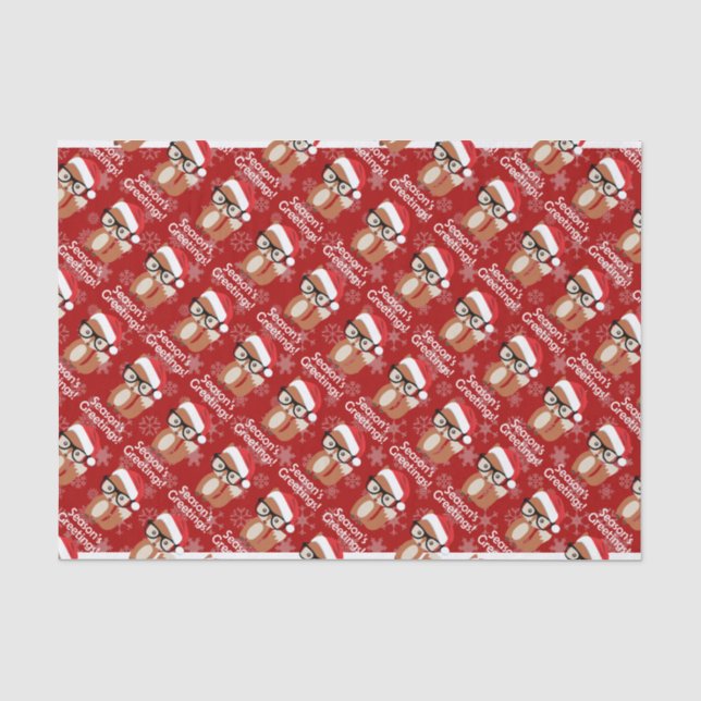 Papier Mousseline Hipster Vacances Fox lunettes mignonne Animal Noël (Recto)