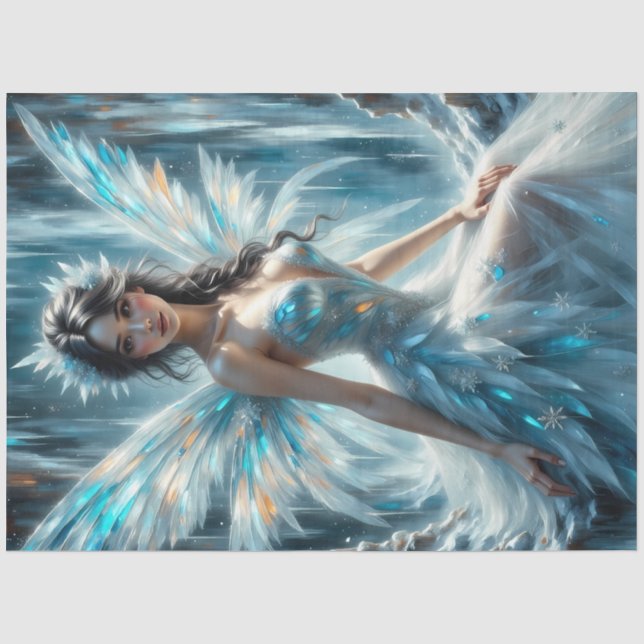 Papier Mousseline Hiver Angel Fairy Ice Kingdom Imaginaire Découpage (Recto)