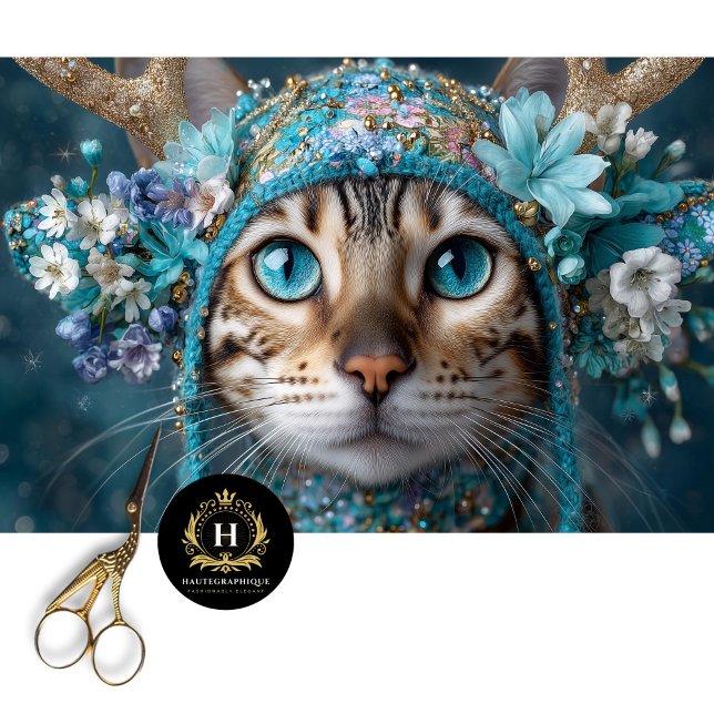 Papier Mousseline Hiver Antler Bengale Chat Découpage papier (Créateur téléchargé)