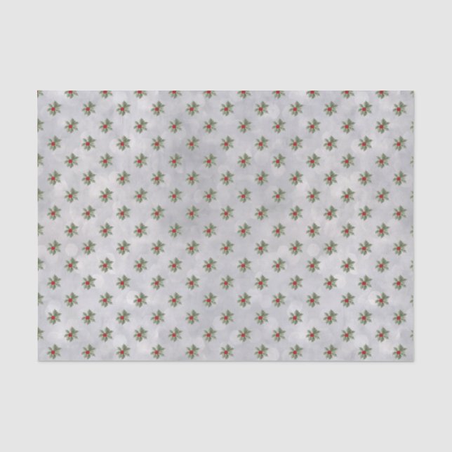 Papier Mousseline Hiver Holly Berry Motif Tissu Papier papier (Recto)