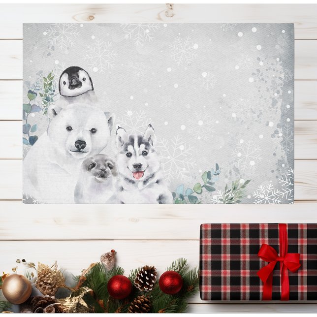 Papier Mousseline hiver Neige Noël Arctique Bébé animal animal (Créateur téléchargé)