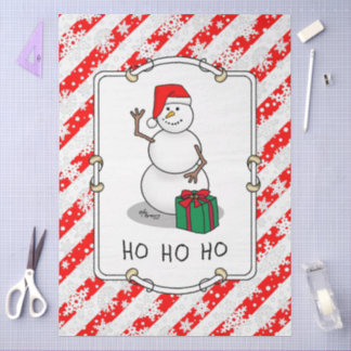 Papier Mousseline Ho Ho Joyeux Noël Père Noël mignonne Snowman